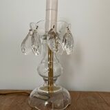 Pied de lampe en verre et laiton