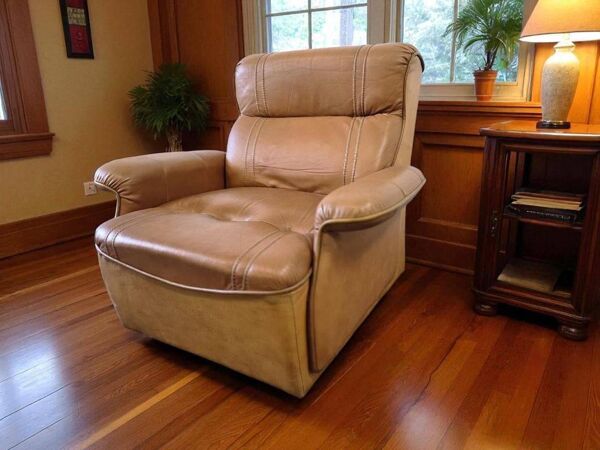Fauteuil vintage en cuir cognac / fauteuil une place / fauteuil