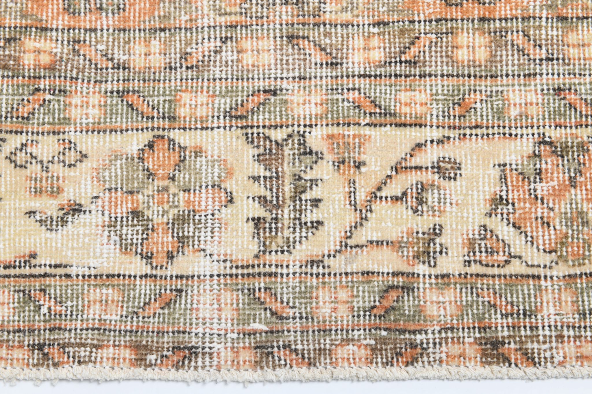 Tapis floral orange vintage, 340x85cm