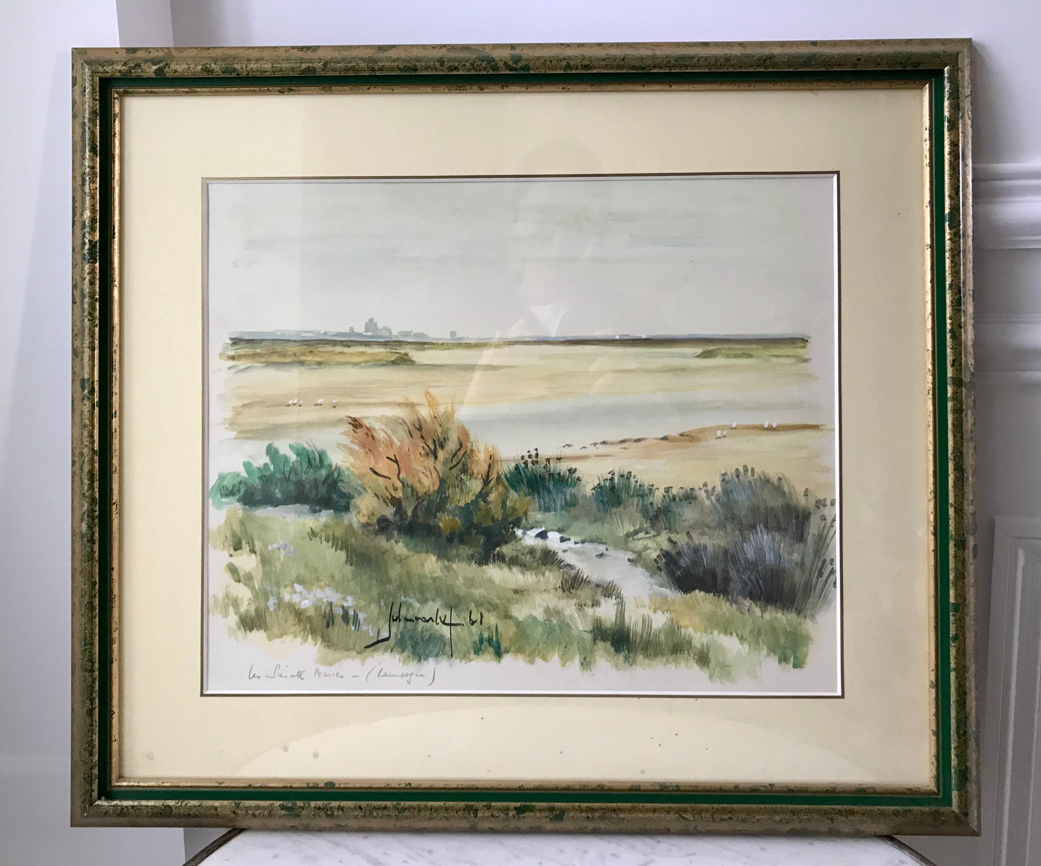 Watercolor signed Les Saintes Maries, Camargues
