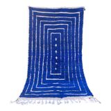 Klein blue Berber Moroccan carpet with reliefs