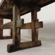 Wooden industrial workbench with vice, 194 cm long, 1930s.