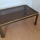 Table basse de salon style Hollywood Regency en laiton et verre, 1970