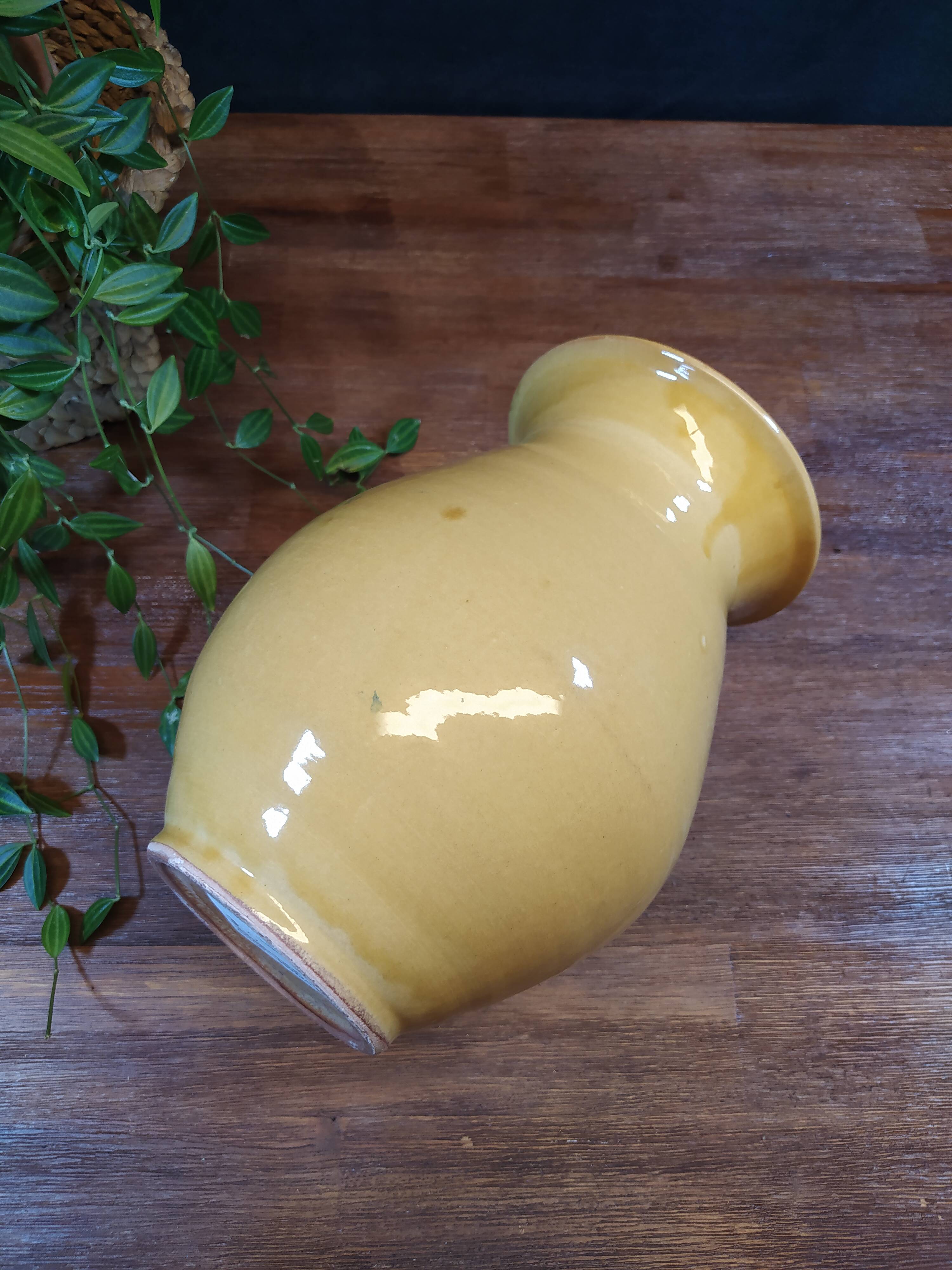 Vintage mustard yellow stoneware vase