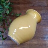 Vase en grès vintage jaune moutarde