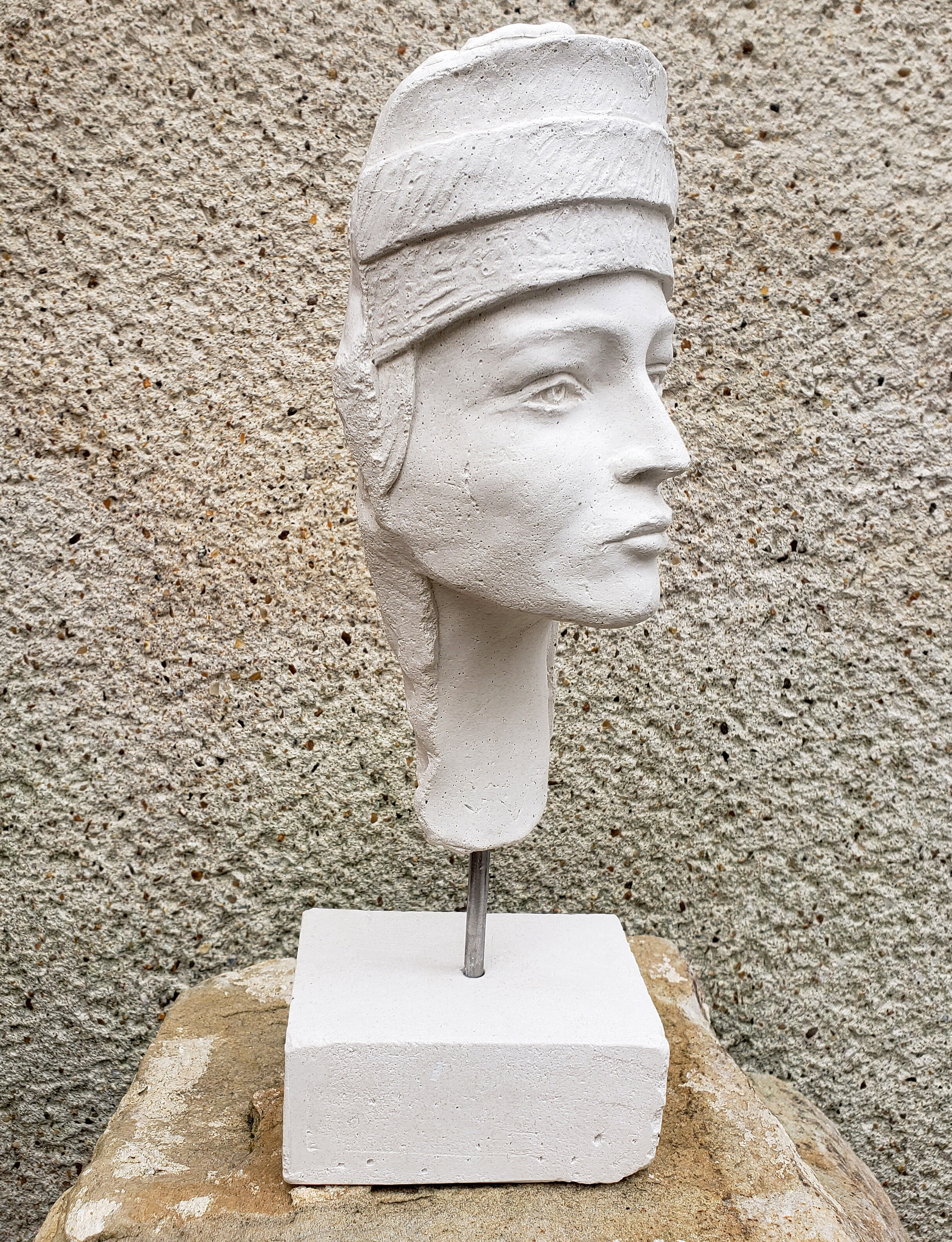Young girl's head in plaster