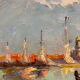Tableau ancien, Marine à Saint-Tropez, signé, années 50/60