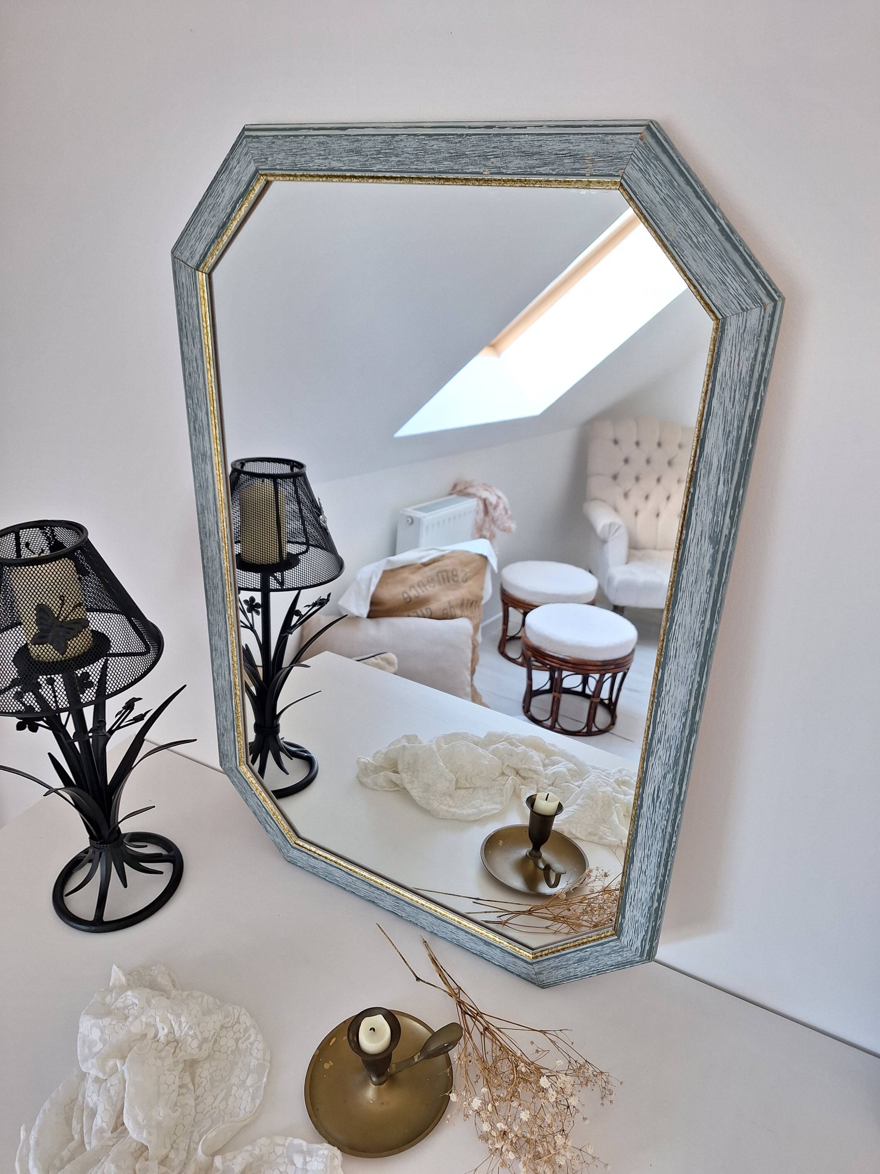 Vintage blue octagon mirror