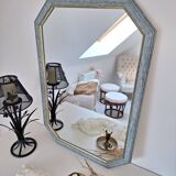 Vintage blue octagon mirror