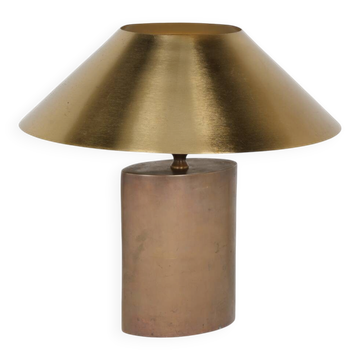 Patinated lamp in bronze and gilded steel circa 1990