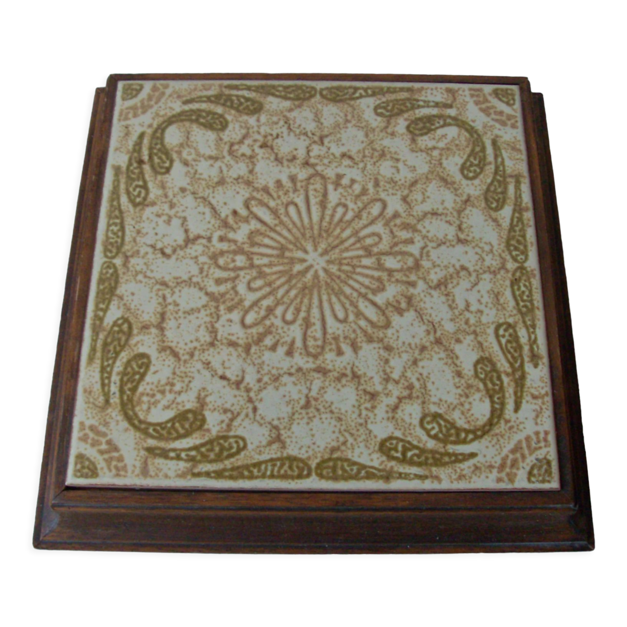 Dessous plat en faïence , bouquet, vintage - Acolytes Antique