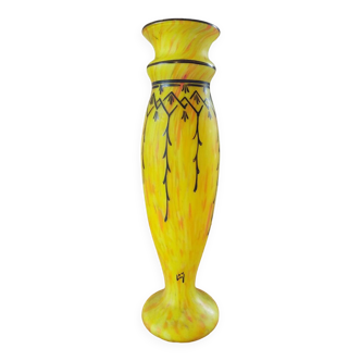 Vase Art Nouveau Legras jaune jaspé