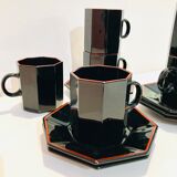 6 coffee cups octime arcoroc- esso collection - black and red - vintage - retro - kitchen