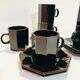 6 coffee cups octime arcoroc- esso collection - black and red - vintage - retro - kitchen