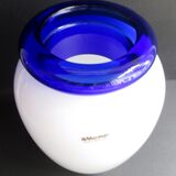 Murano glass vase Carlo Nason Mazzega handle higher cobalt