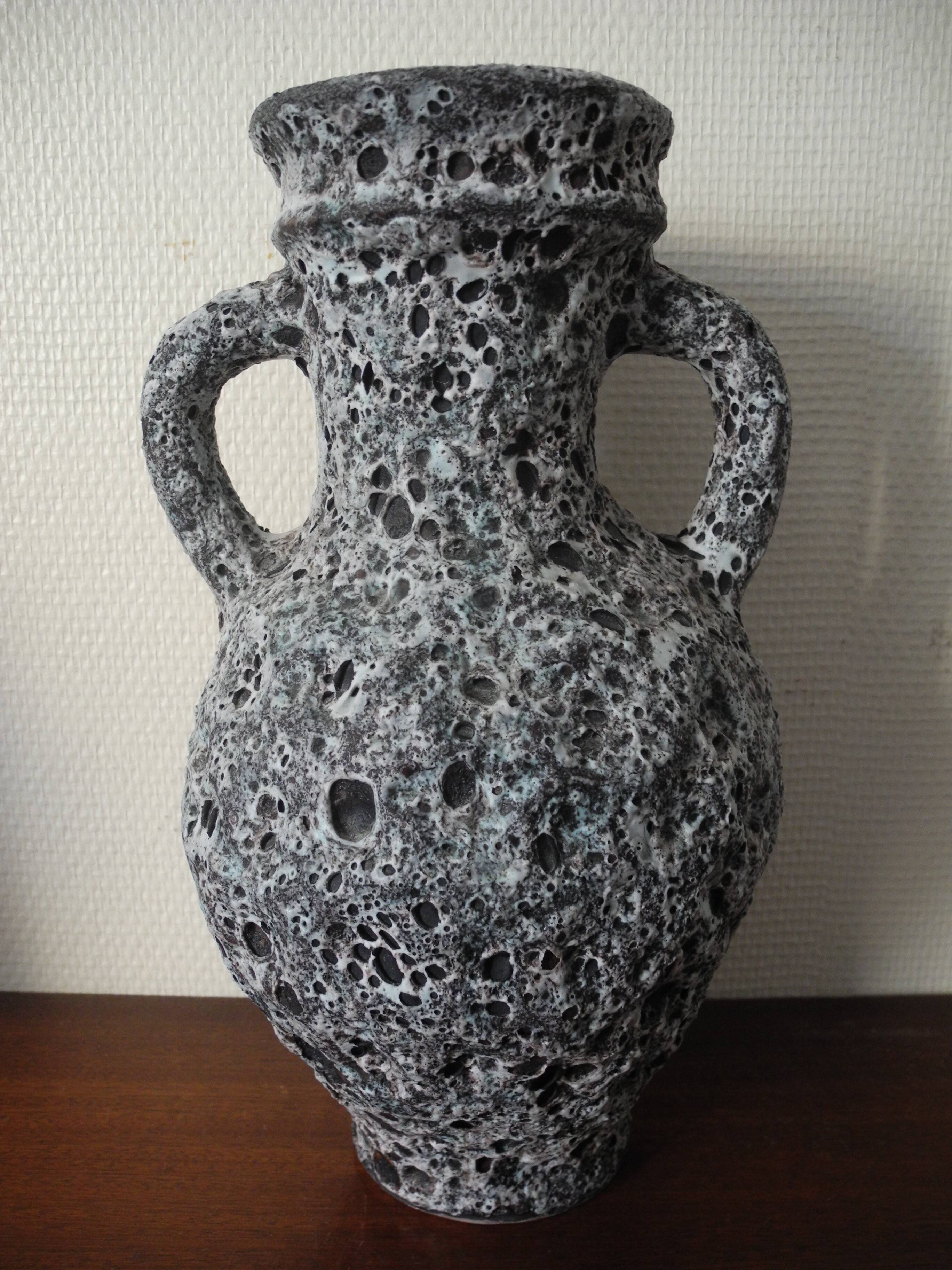 old ceramic vase Monnetier retro decor fat lava vintage design vase 60s