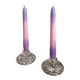 Superb pair of crystal candlesticks model "Organdi" by Crystal d'Ar.
