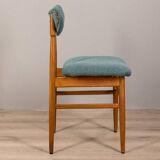 Pair of 60s vintage chairs in green fabric Italian design