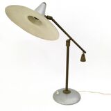 Vintage Brass and Silver Varnished Metal Desk Lamp, Italy
