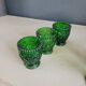 Set of 6 green molded glass glasses