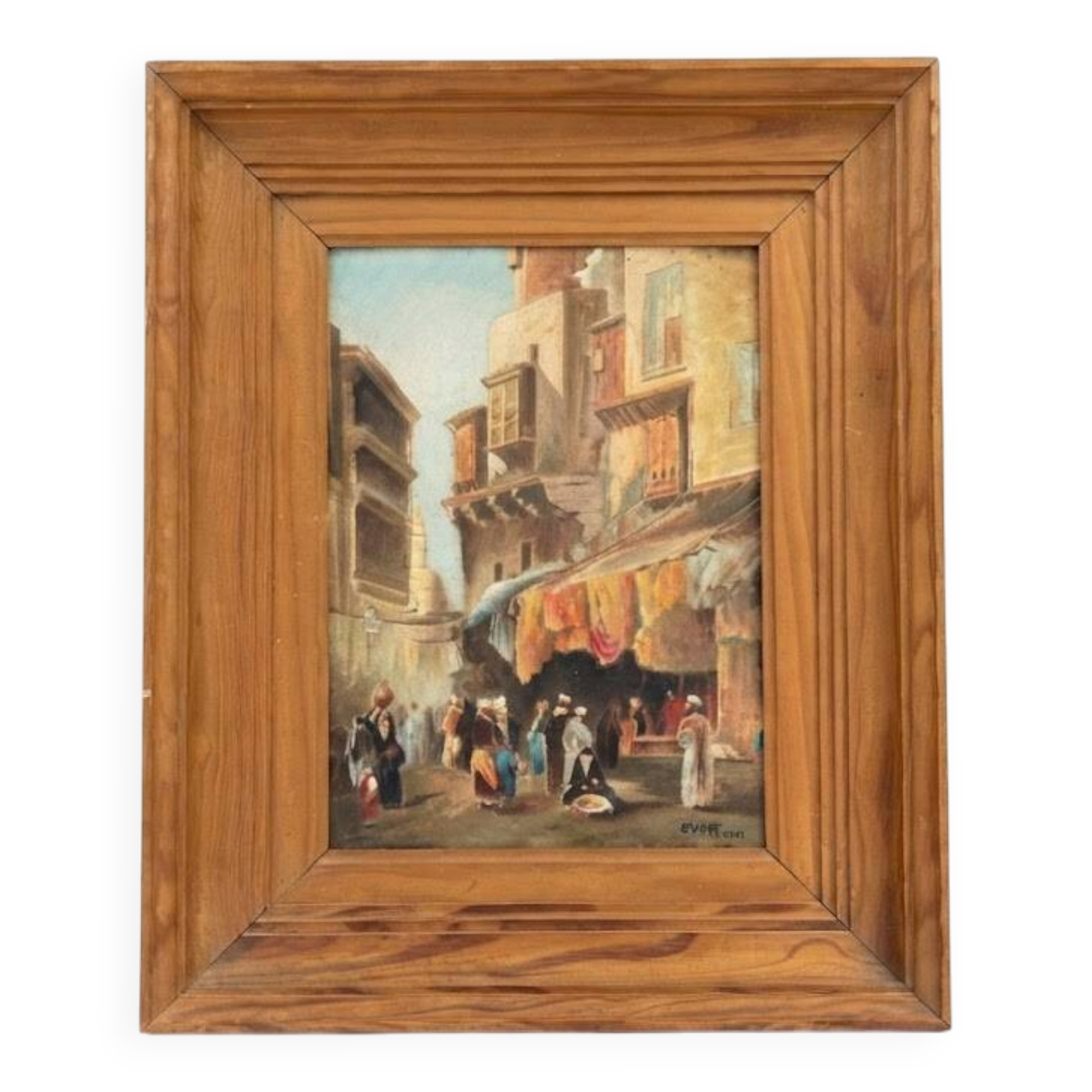 Tableau Orientaliste - Scène de Souk Animée