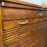 Industrial furniture notary binder with vintage American curtain 1940s