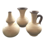 Trio of terracotta vases
