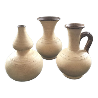 Trio of terracotta vases