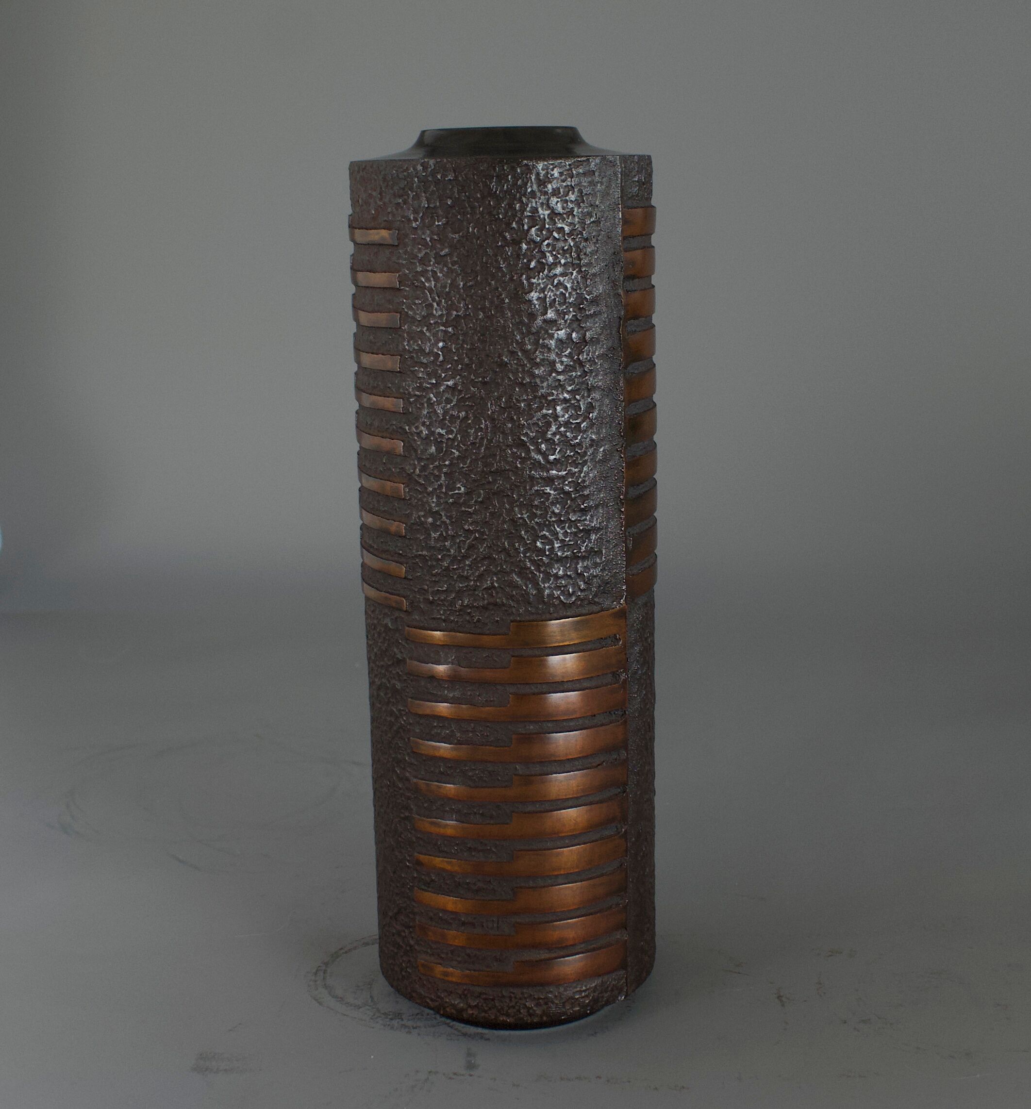 Japanese copper vase with black patina