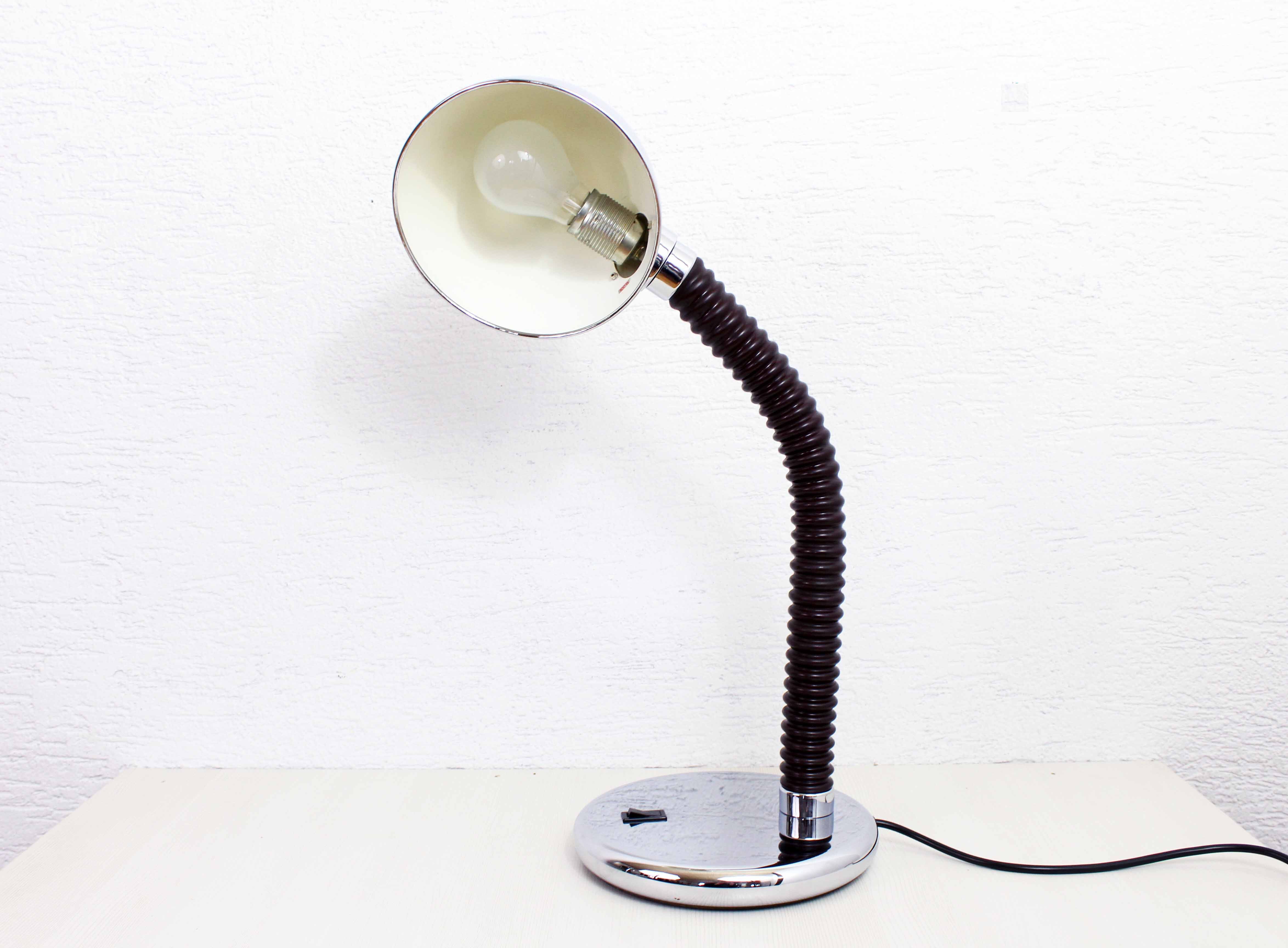 Chromed metal desk lamp