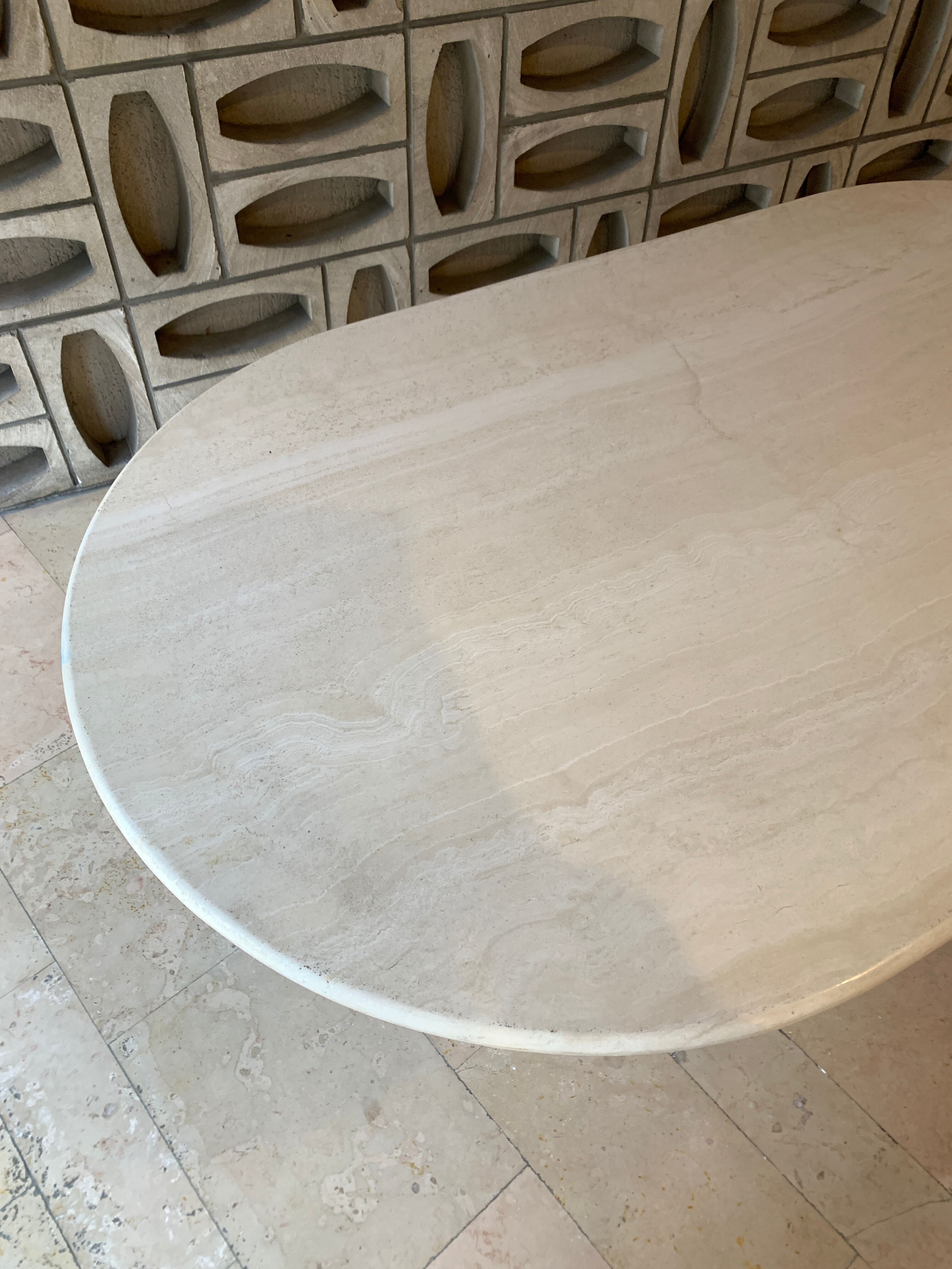 Ligne Roset travertine vintage dining table