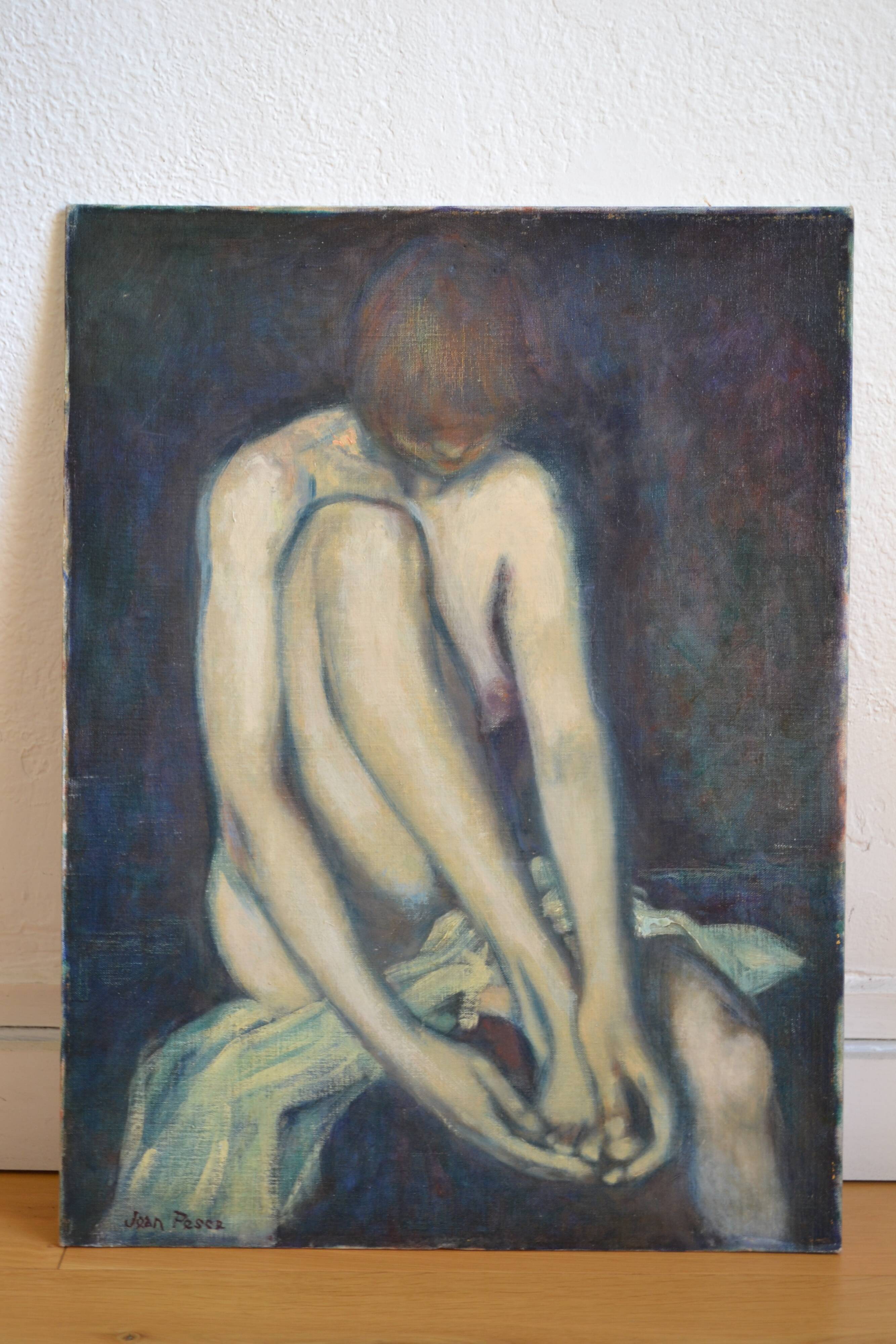 Jean Pesce (1926) painting "nude with bent leg" HSP