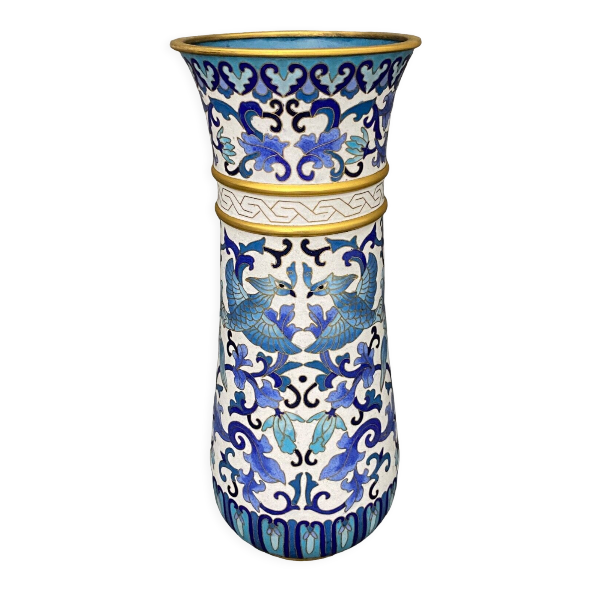 Vase roll china cloisonné mid-twentieth floral decoration