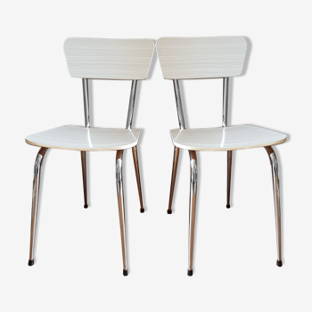 Paire de chaises formica blanches et grises