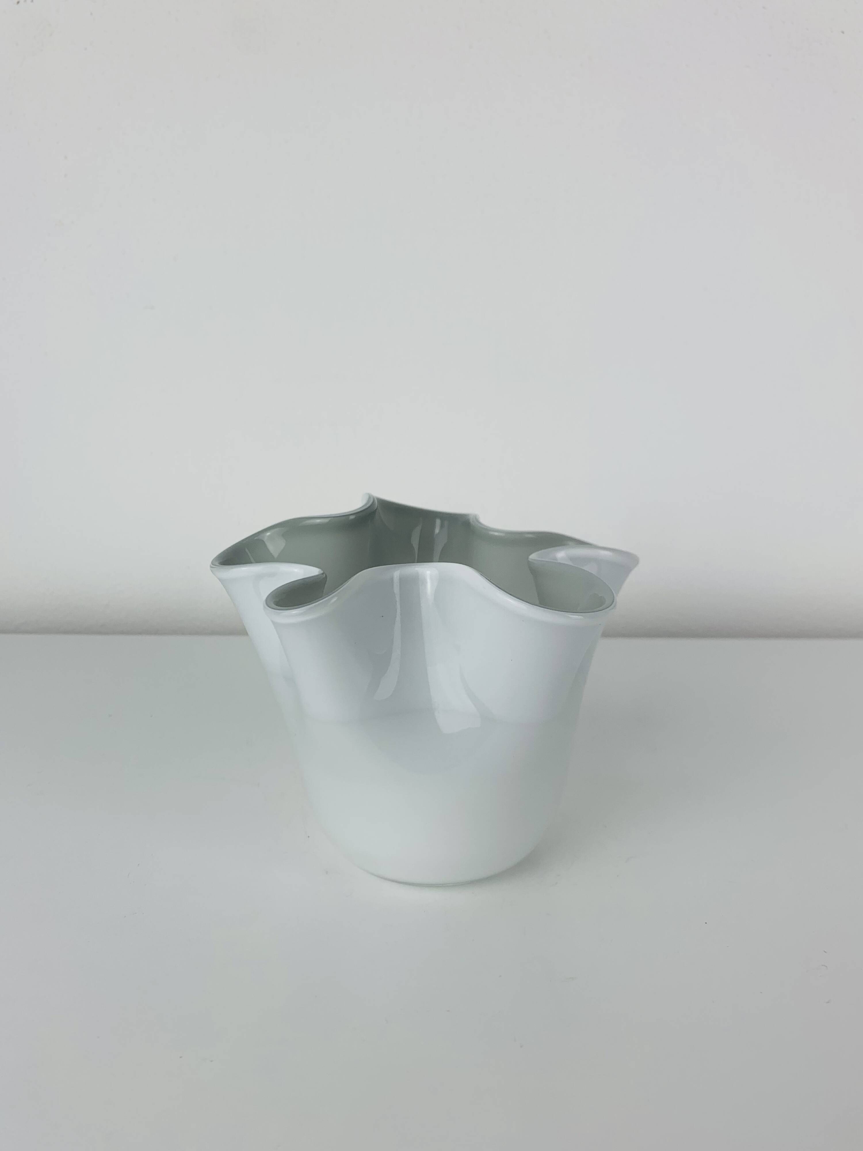 Vintage white glass handkerchief vase