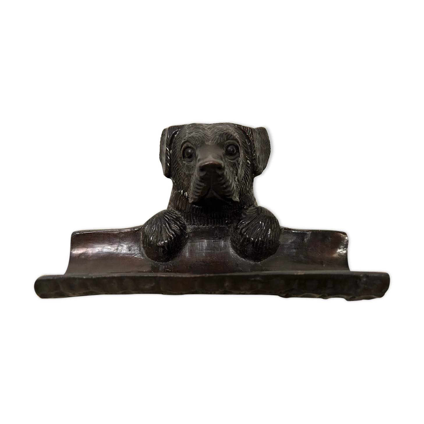 Old bronze pen holder, dog, vintage decoration, flea market XXth