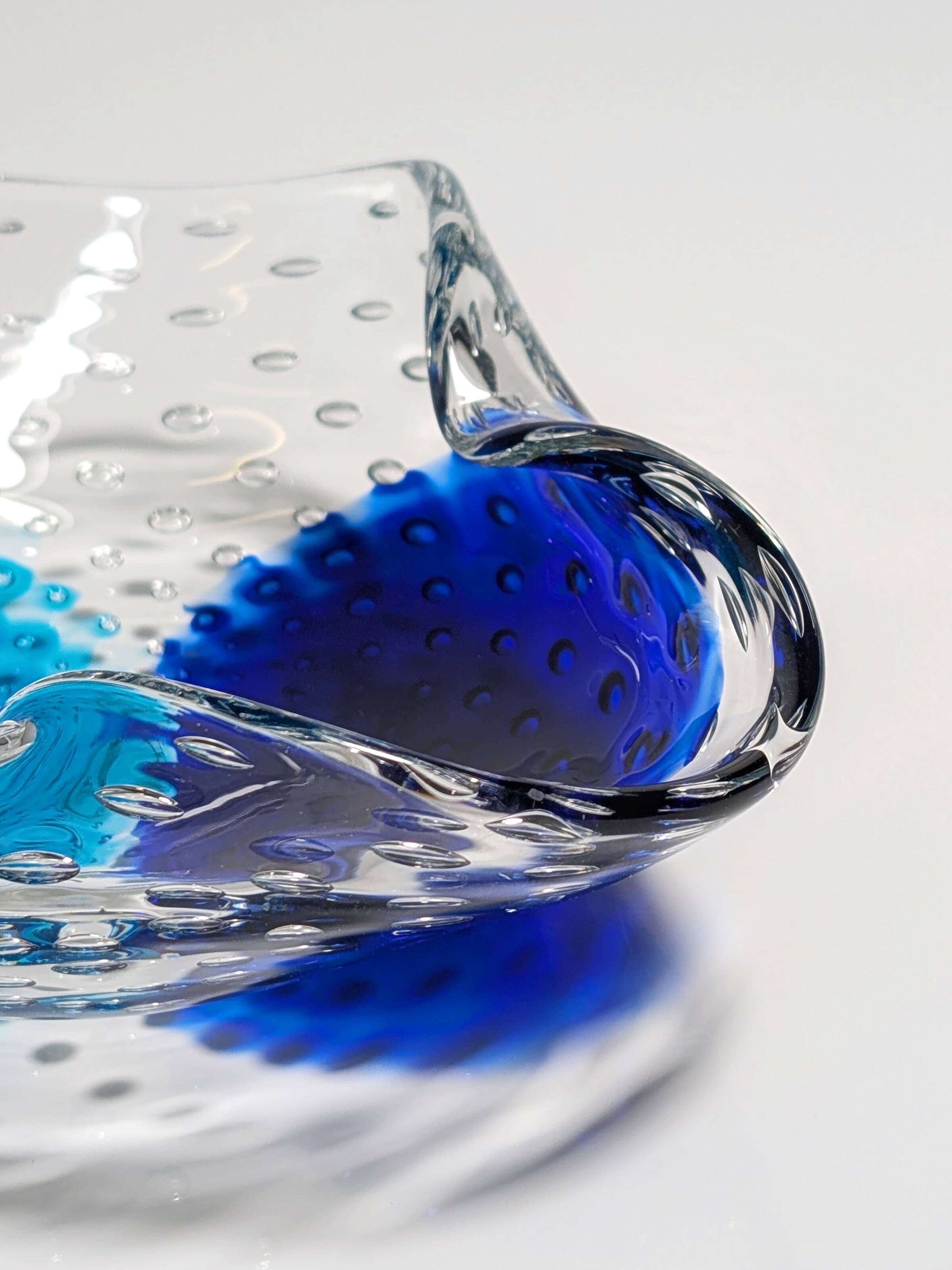 Vintage Murano ashtray Barovier Toso Bullicante Mint Green Turquoise Blue Bubbles