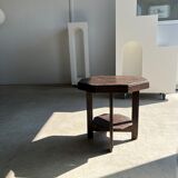 Pedestal table or small octagonal side table quadripod base with modernist spacer