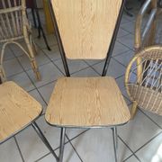 Pair of Formica chairs with a wood effect