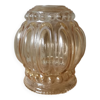 Vintage pendant lamp globe amber bubble molded glass