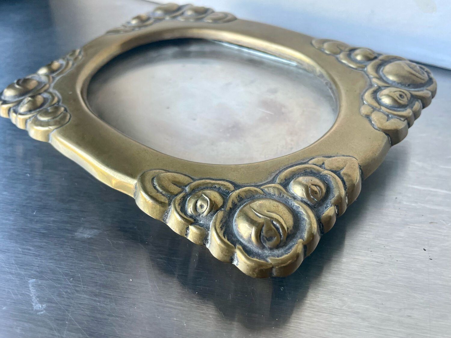 Art nouveau brass picture frame