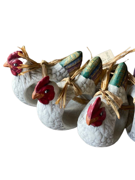 4 ronds de serviettes poule