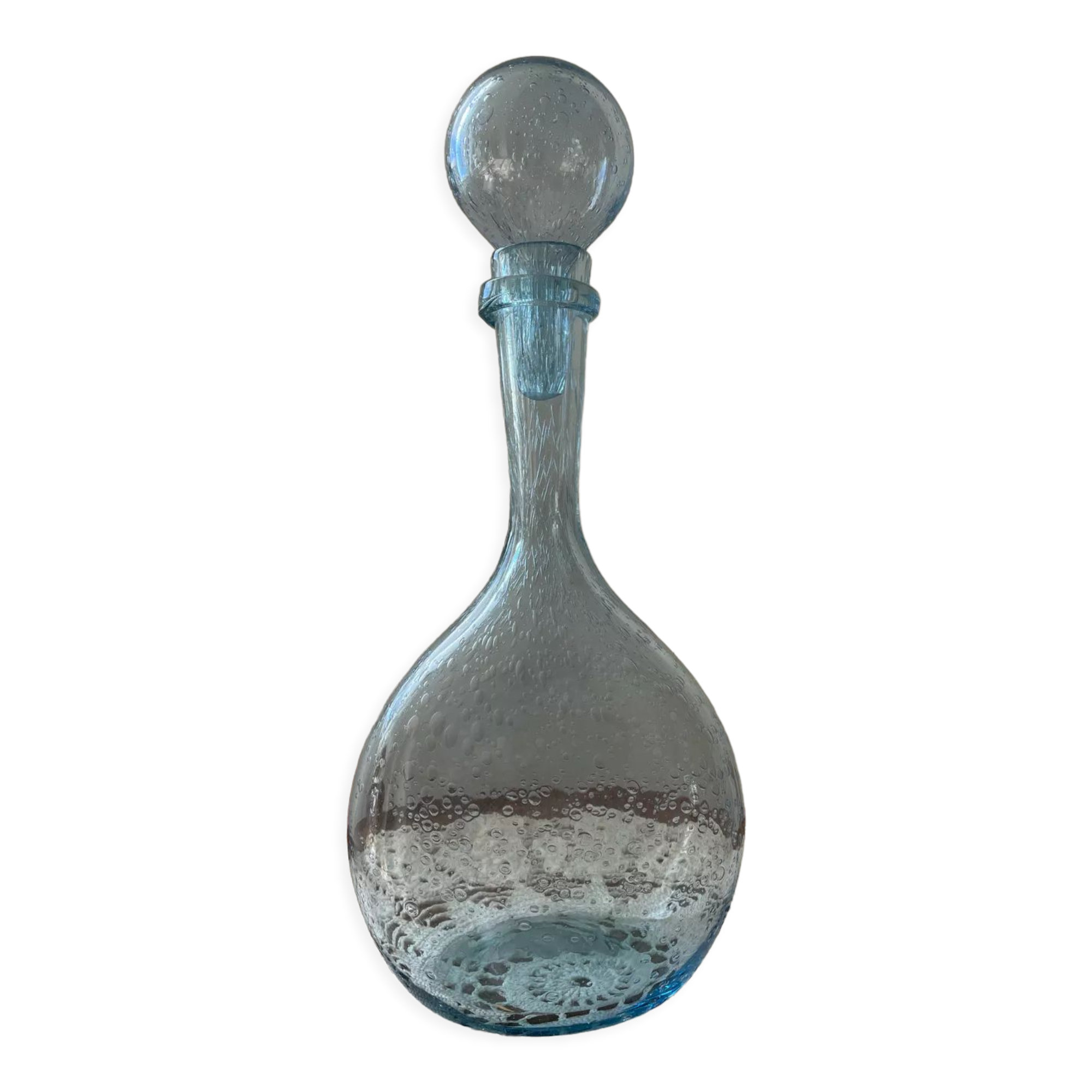 Blue carafe blown glass Biot