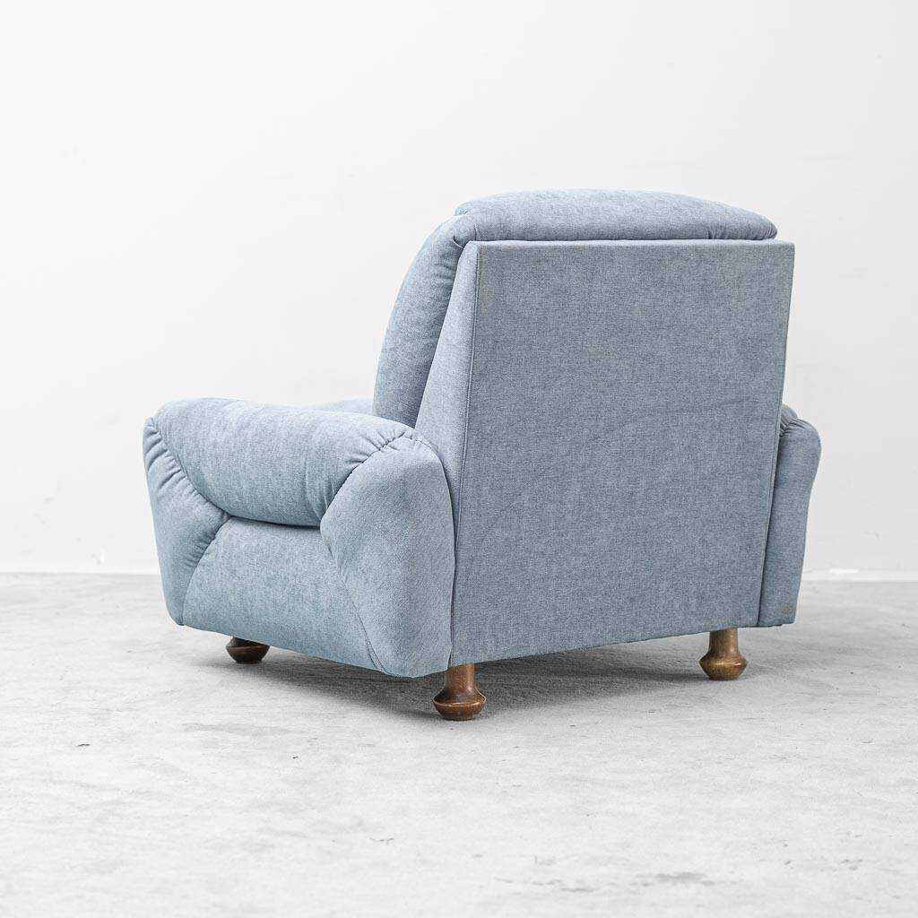 Pair of vintage Italian armchairs in light blue fabric – 1950s design