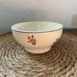 Flowery bowl with blue edging.