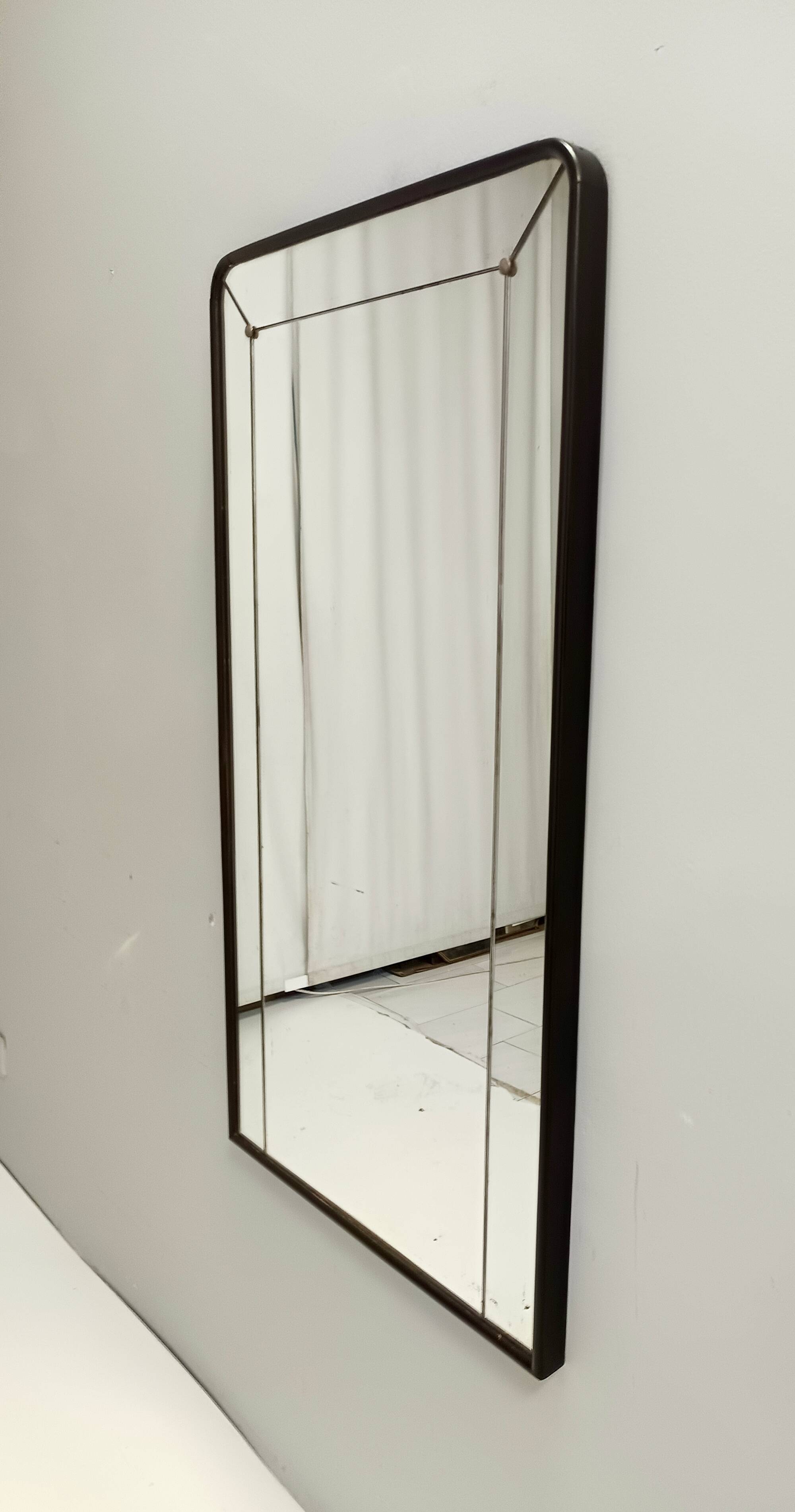 Art Deco Rectangular Wall Mirror with Black Beech Frame, Italy