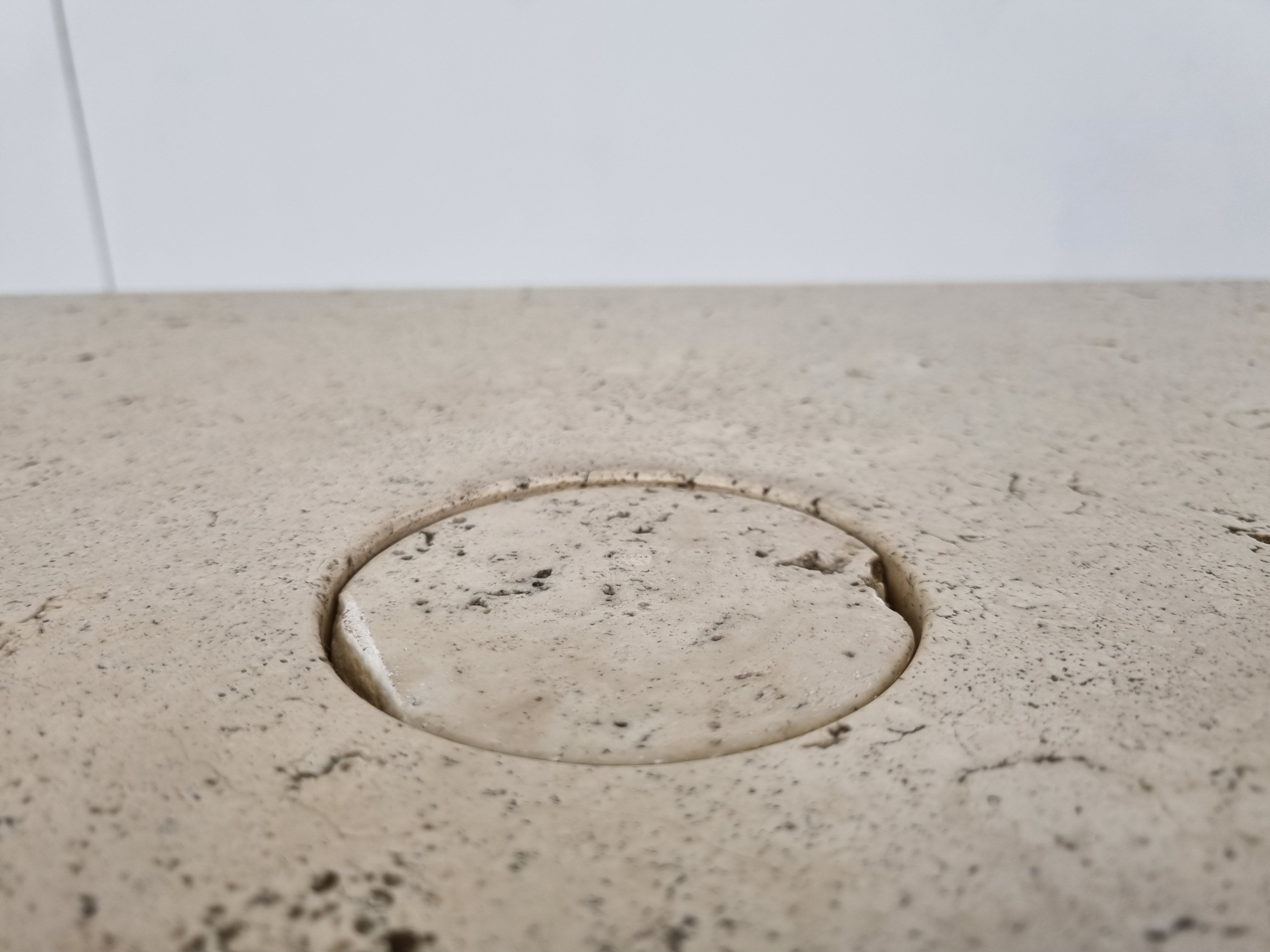 Angelo Mangiarotti Travertine Coffee Table for Up&Up, Italy