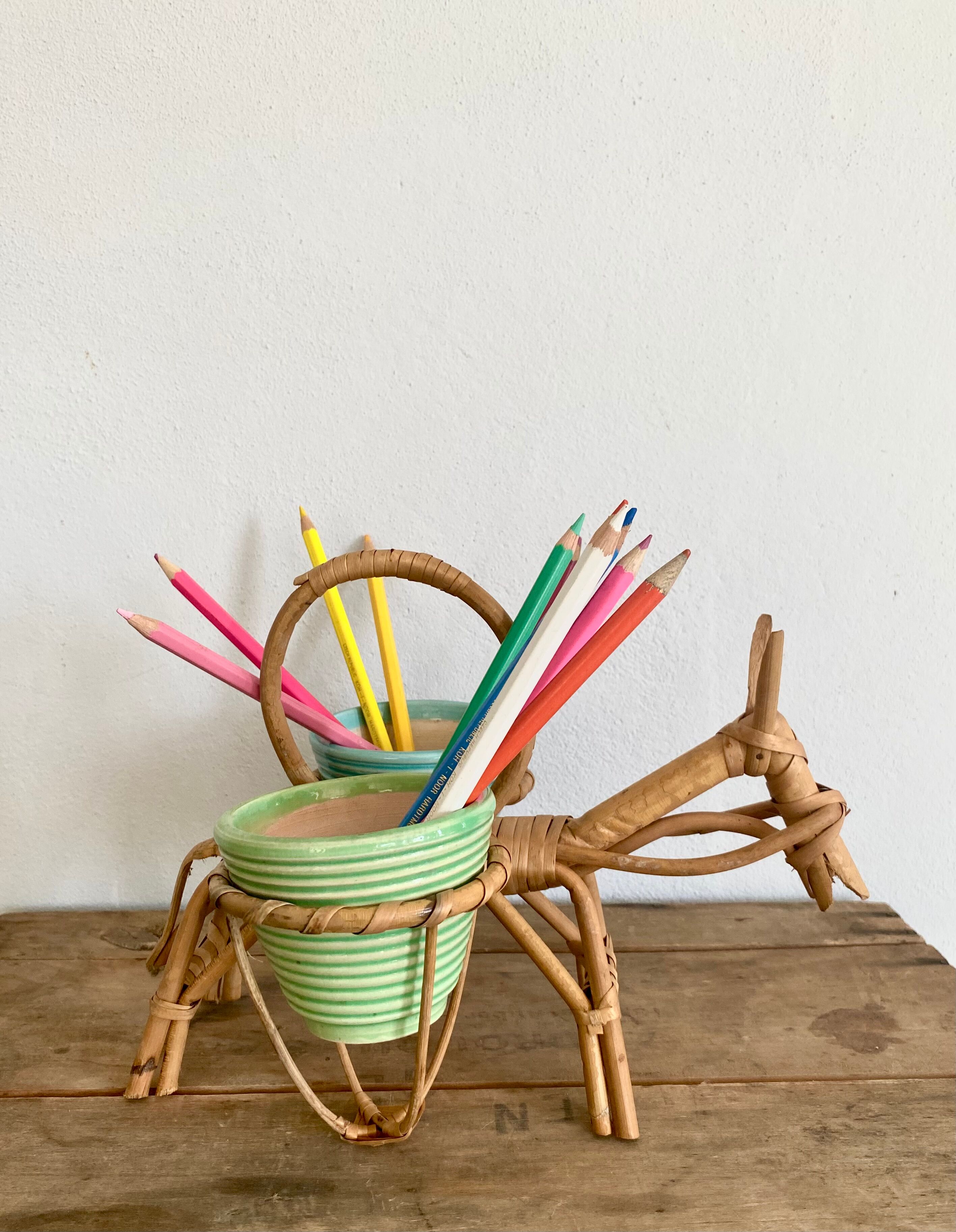 Rattan plant holder, small donkey shape