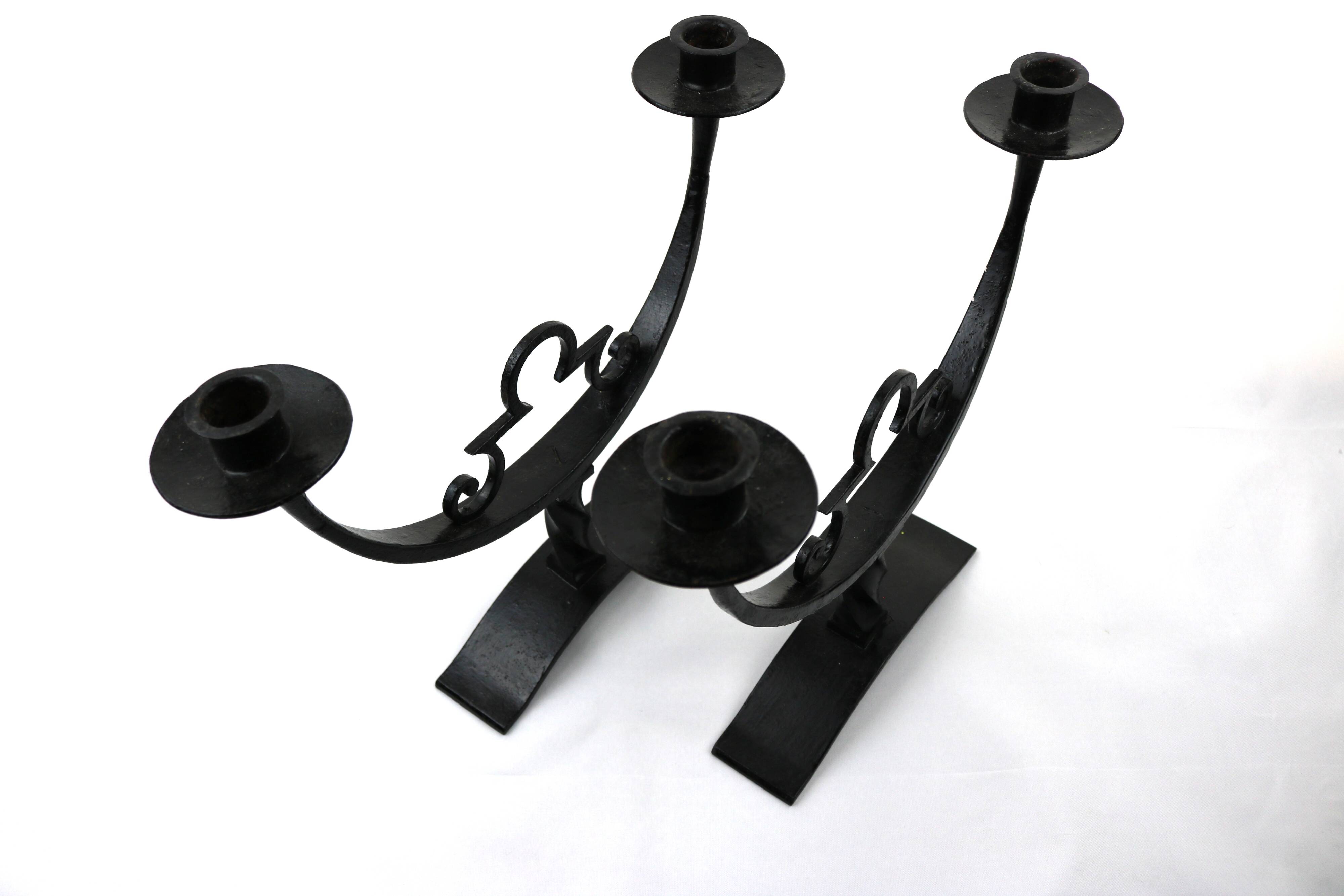 Vintage wrought iron candlesticks