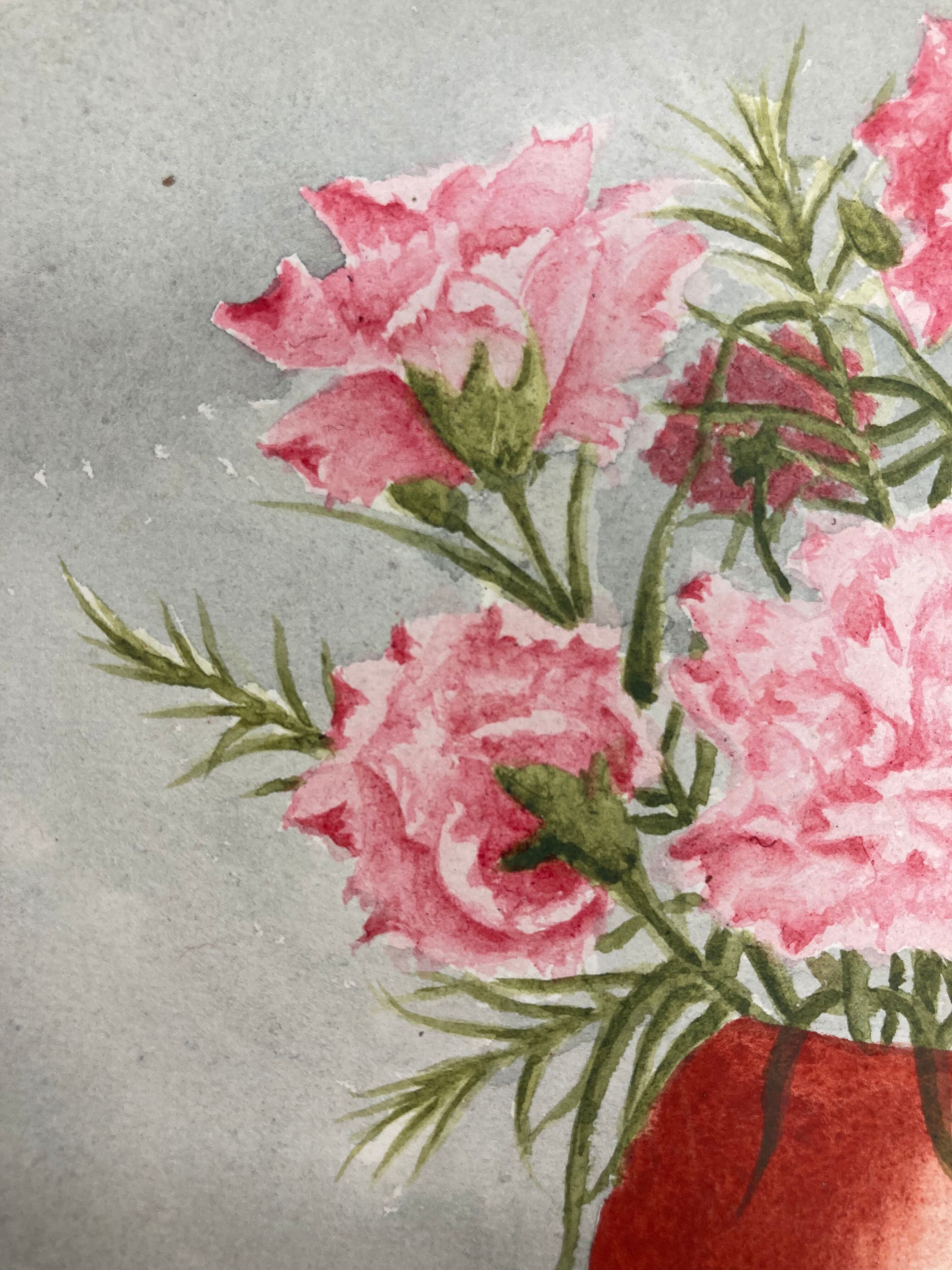 Watercolor with vintage carnations